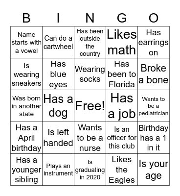 Find someone who... Bingo Card