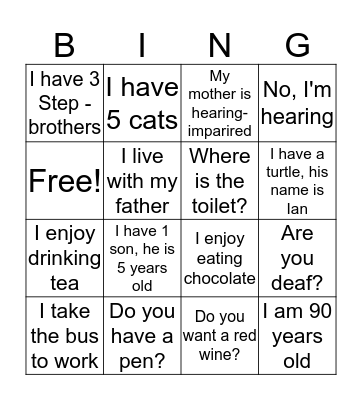 Bingo! Bingo Card