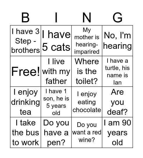 Bingo! Bingo Card