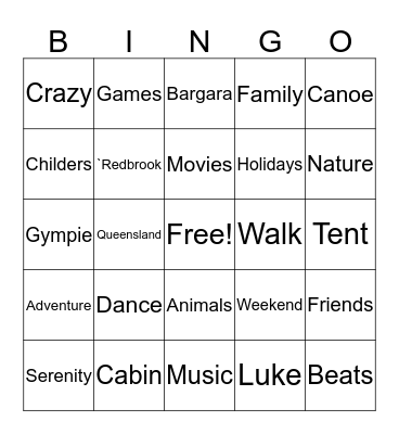 Luke's Bingo Card