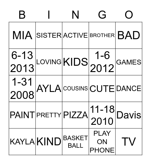 ASIA  Bingo Card
