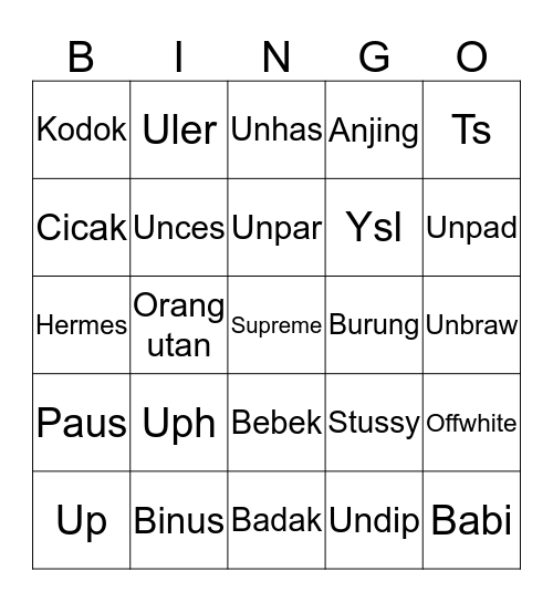 Mateo ganteng Bingo Card