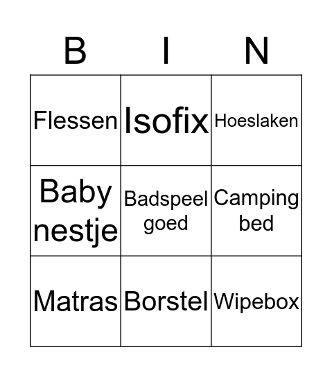 Babyshower Mandy  Bingo Card