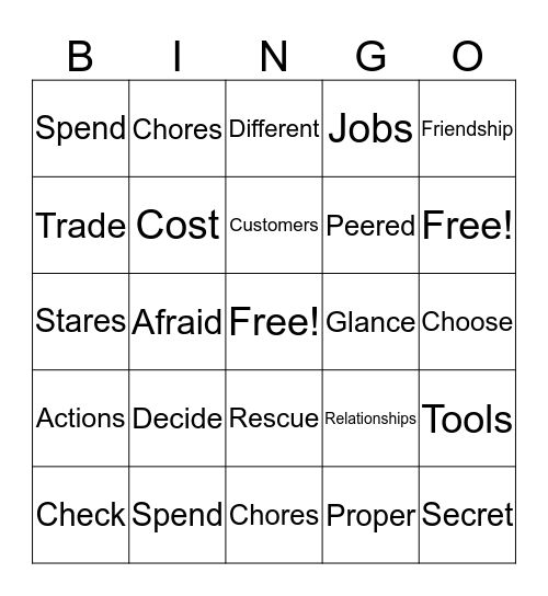 Vocabulary Unit 1 Week 2, 3 & 5 Bingo Card