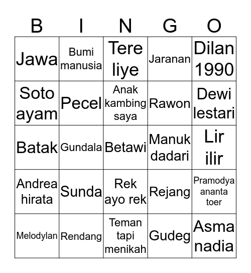 Elle Punya. Bingo Card