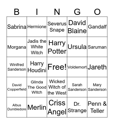 The Magic of Service Bingo Card