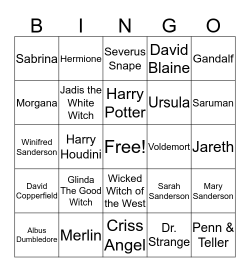 The Magic of Service Bingo Card