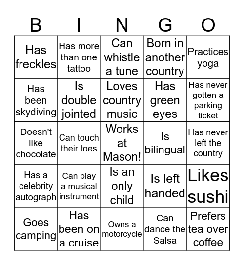 Housing Hang  Bingo Card