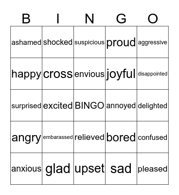 Feeling Bingo Card
