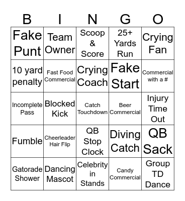 Sept. 30, 2019. 2nd Half. 4 Corners to win BINGO! Bingo Card