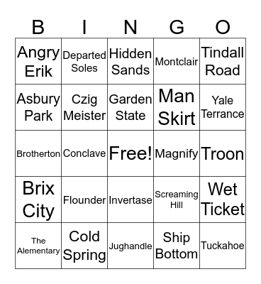 CROSSROADS Beer Bingo Card