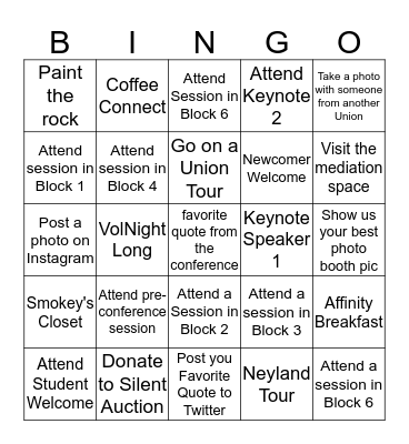 Undergrad Bingo Card