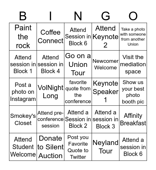 Undergrad Bingo Card