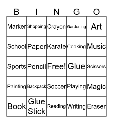 Bingo! Bingo Card