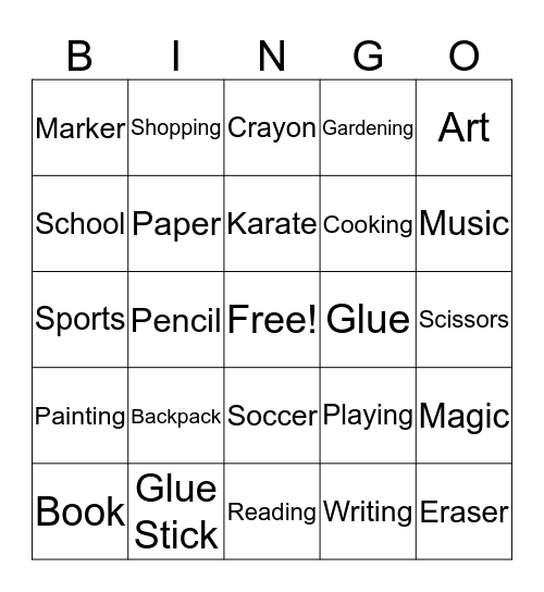 Bingo! Bingo Card