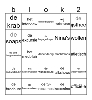 staal blok 2 Bingo Card