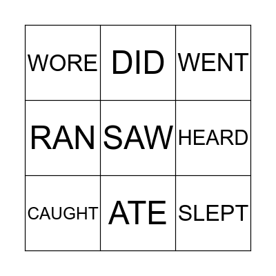 IRREGULAR VERBS Bingo Card