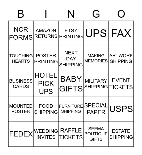 ISLAND SHIP CENTER BINGO Card