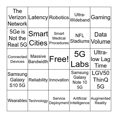 5G BINGO Card