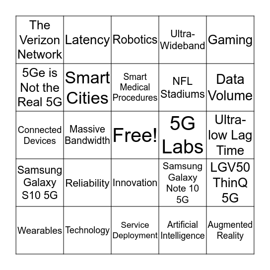 5G BINGO Card