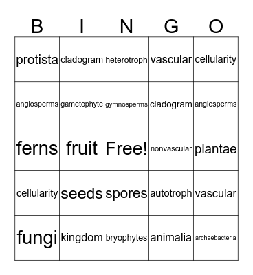 Introduction to Botany Bingo Card