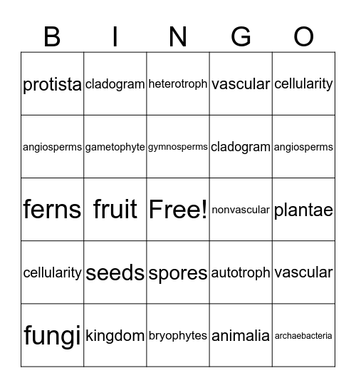 Introduction to Botany Bingo Card