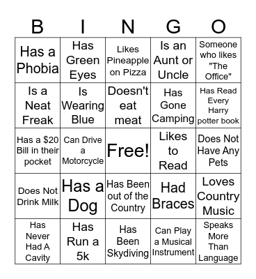 Find Someone Who... Bingo Card