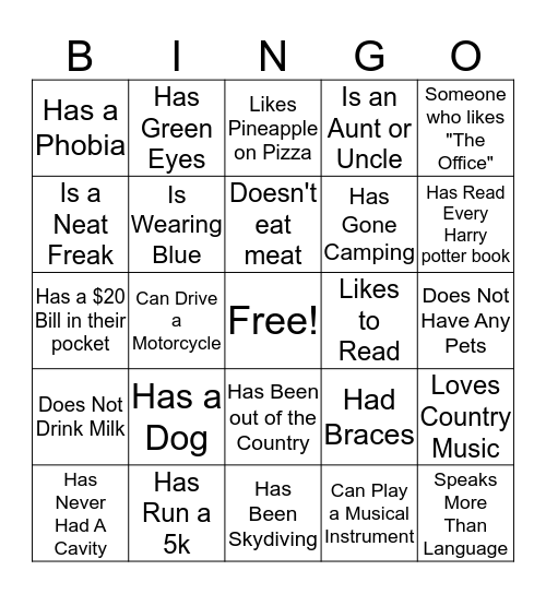 Find Someone Who... Bingo Card