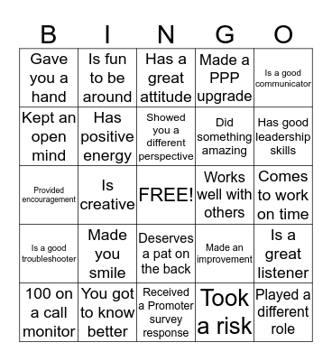 Thank-You Bingo Card