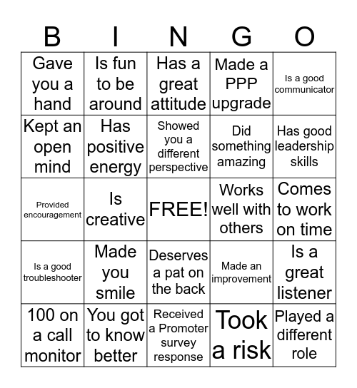 Thank-You Bingo Card