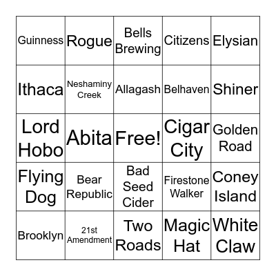 Crossroads Beer Bingo CRAFT Bingo Card