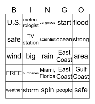 Hurricanes Bingo Card
