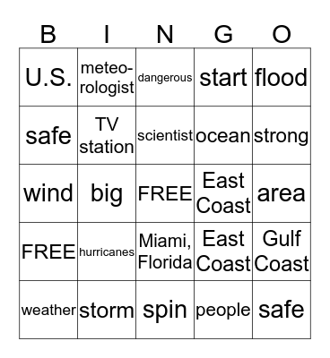 Hurricanes Bingo Card