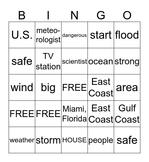 Hurricanes Bingo Card