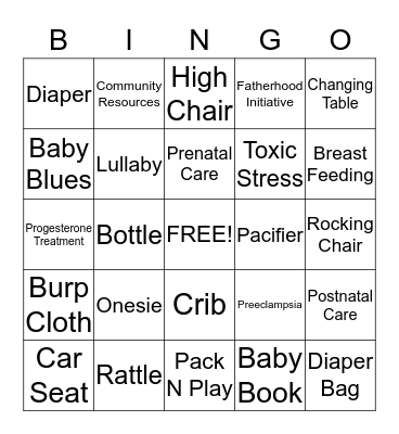 Faith Based Baby Shower BINGO Card