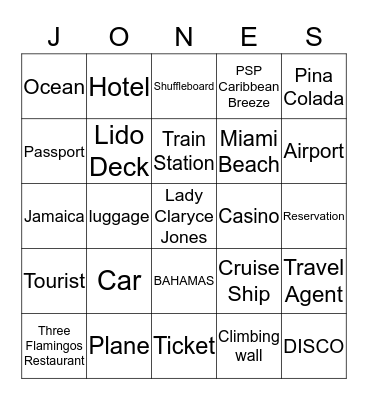 Cruise Ship  Bingo Card