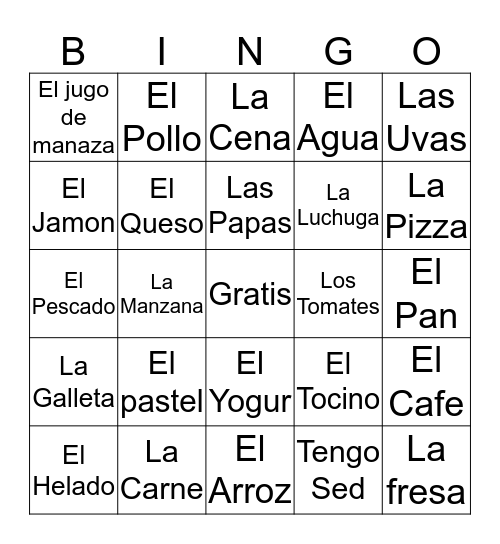 La Comida Bingo Card