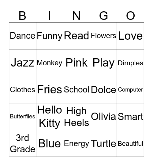 Gisella's Bingo Card