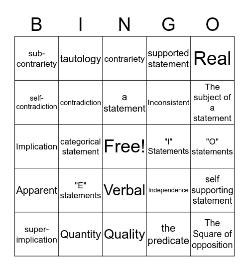 LOGIC BINGO Card