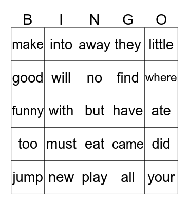 Popcorn Bingo Card