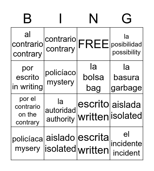 El incidente Andrea Avalos Bingo Card