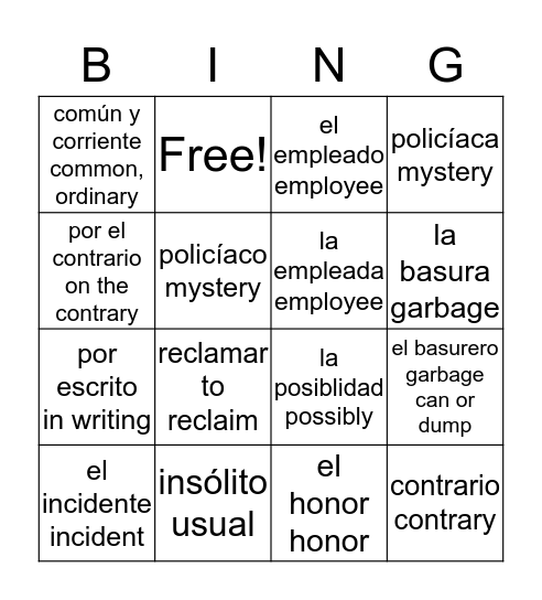 El incidente     Norelia Solis Bingo Card