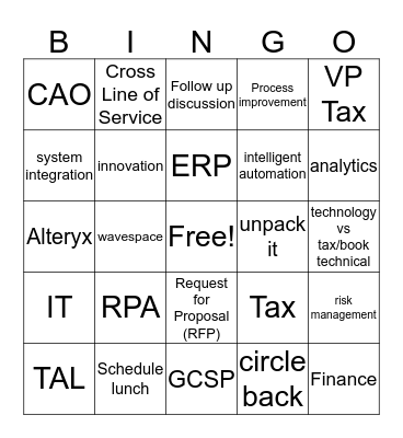 Consulting / Tax Planning Session BINGO Card