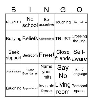 Boundaries Bingo Card