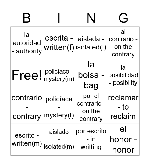 Pababras y expresiones - Yoanna  Guzman 2A Bingo Card