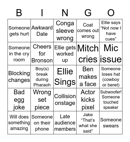 Joseph headset bingo Card