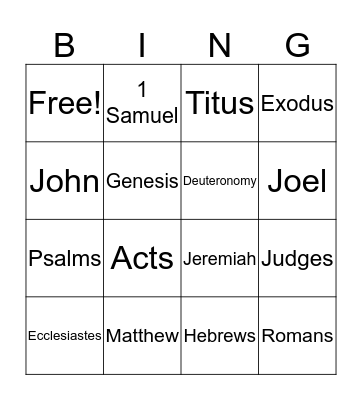 Bible BINGO Card