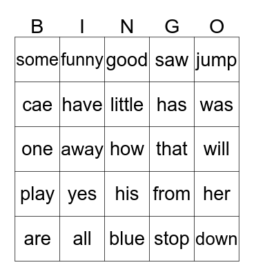 List 2 and 3 Bingo Card