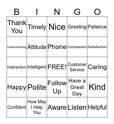 Customer Service Appreciation Week Bingo Card