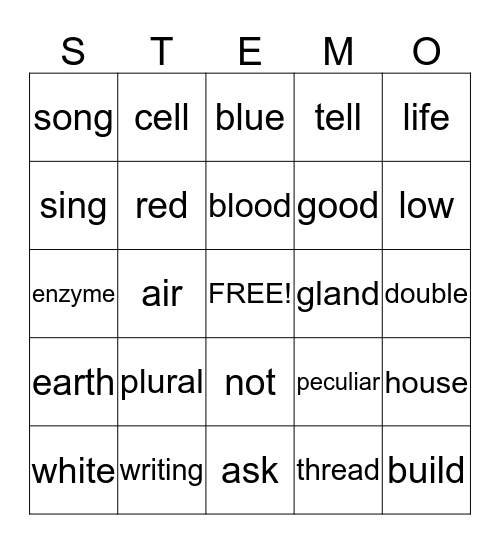 Stemo Bingo Card